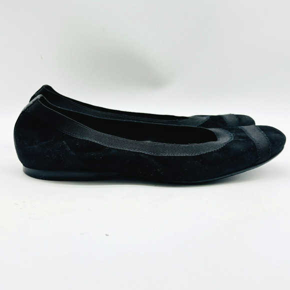 Stuart Weitzman Shoes Womens 9.5 Black Suede Ballet Flats Dress Casual Slip Ons - Picture 1 of 11